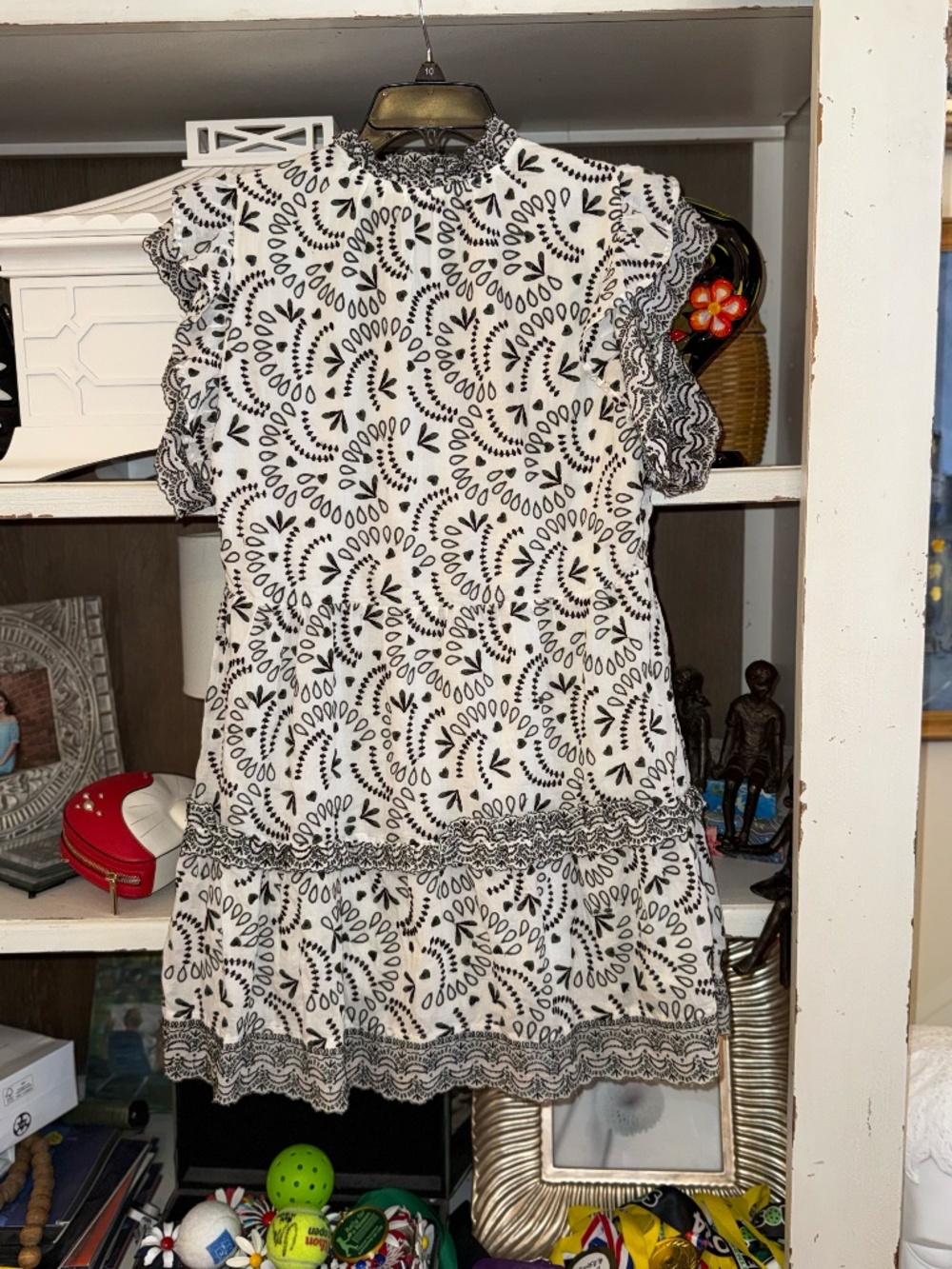 Marie Oliver XS ruffled split neck dress eyelet - Picture 5 of 5